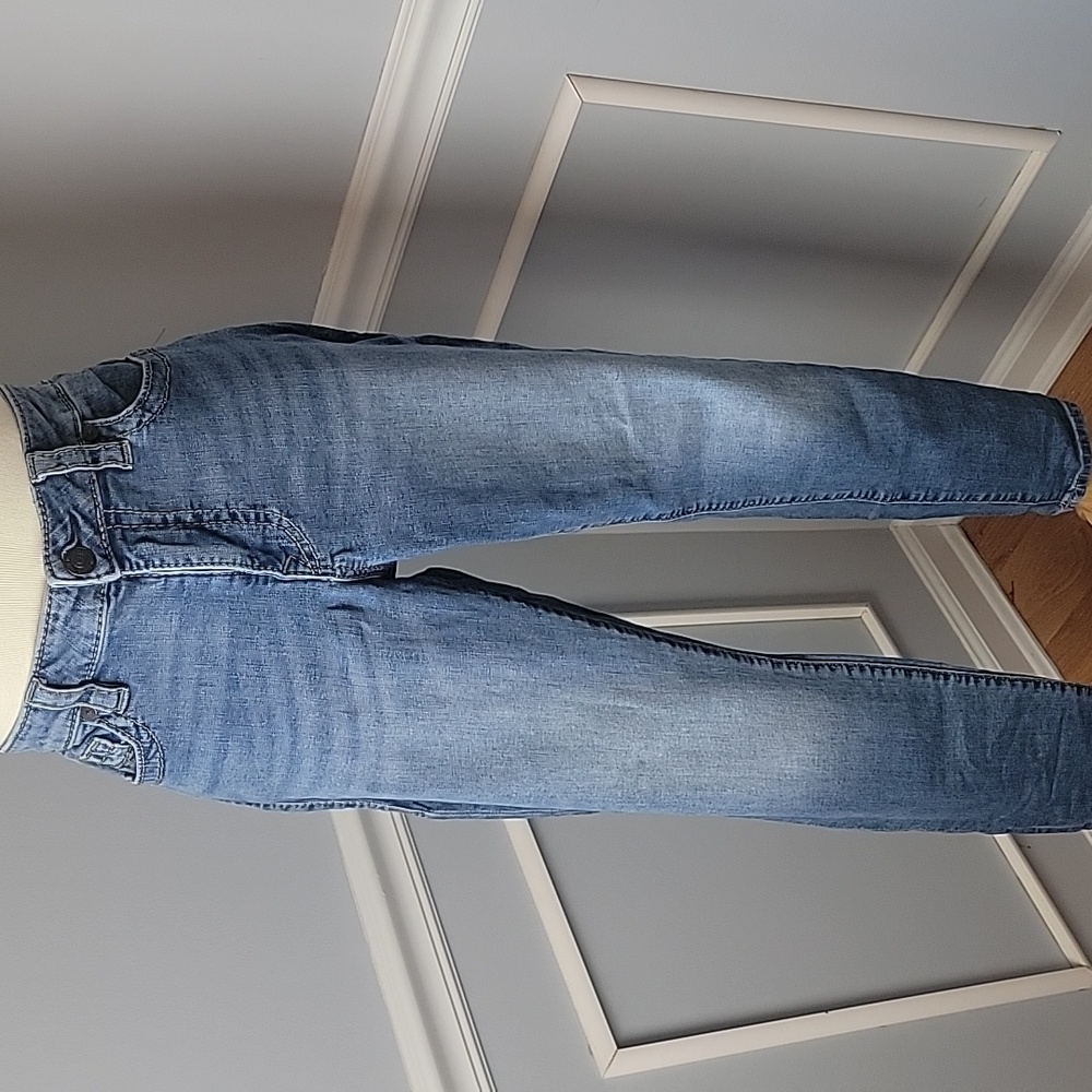 TRUE RELIGION Jennie Curvy Mid Rise Light Wash Skinny Stretch Jeans 31